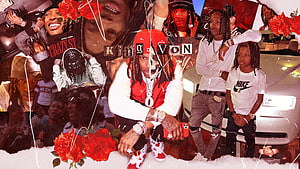 King Von Memorial Collage Featuring Red Roses, Luxury Cars, and Streetwear Portraits HD wallpaper