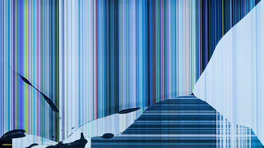 Abstract Digital Glitch Art With Vertical Color Bars And Geometric Shapes HD wallpaper