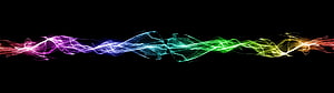 Vibrant Rainbow Light Streaks Flowing Across Black Background HD wallpaper