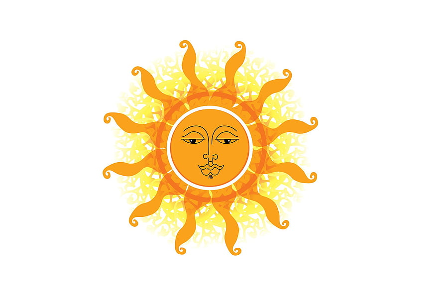 Traditional Sun Face Illustration for Sinhala and Tamil New Year Celebration HD wallpaper