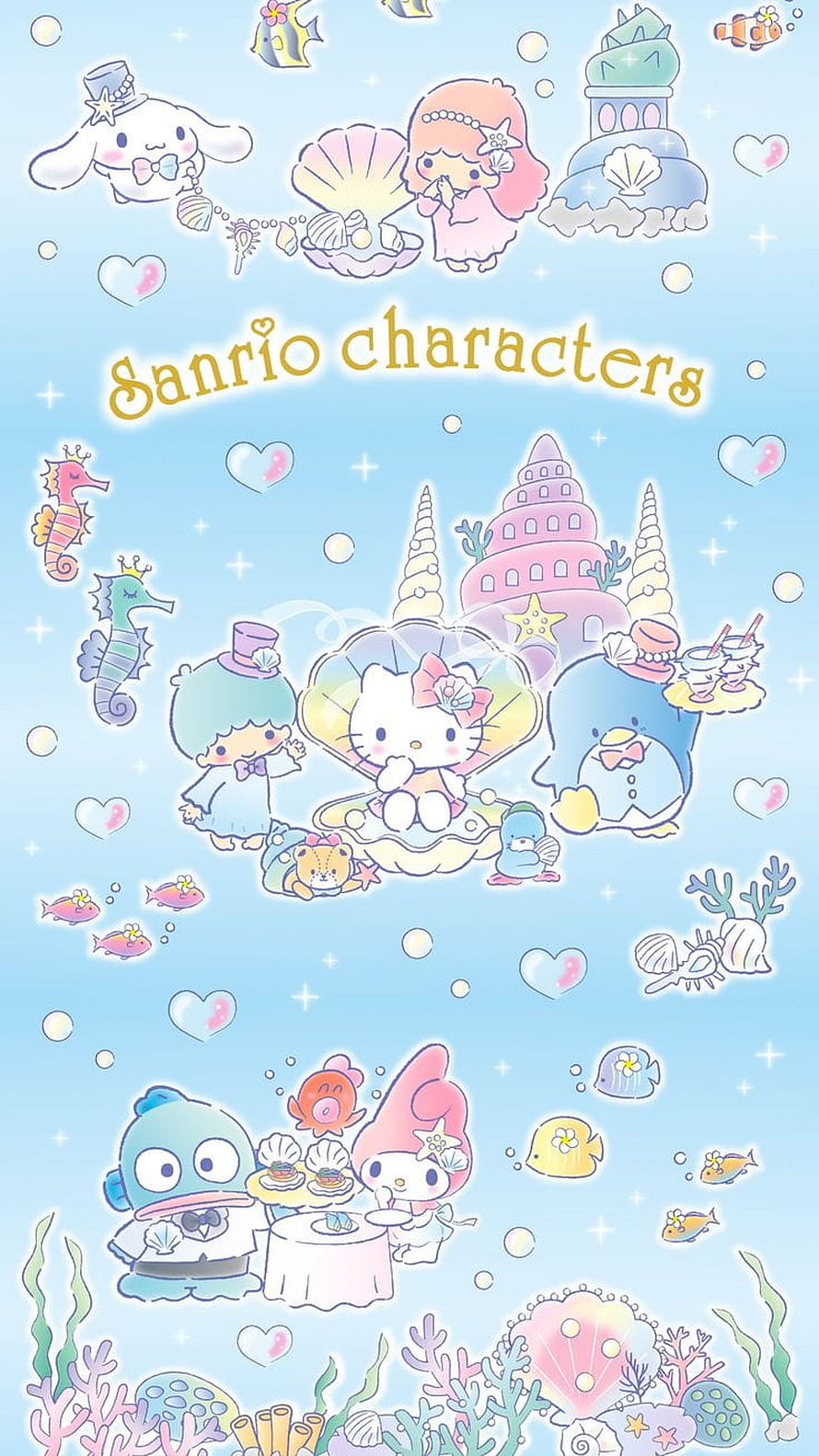Sanrio Characters Underwater Ocean Scene with Hello Kitty and Friends HD phone wallpaper