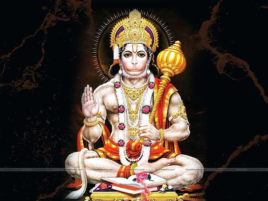 Lord Hanuman Sitting with Mace and Book Digital Art Wallpaper, Hanuman God , & Backgrounds Hanuman, #hanuman HD wallpaper