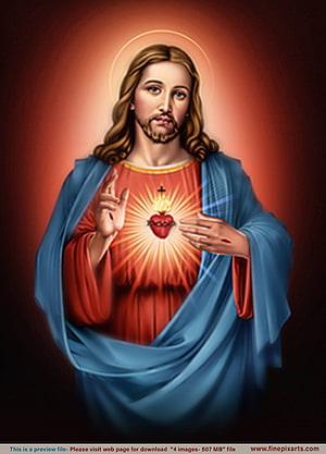 Sacred Heart of Jesus Religious Art with Glowing Halo and Blue Robes HD phone wallpaper
