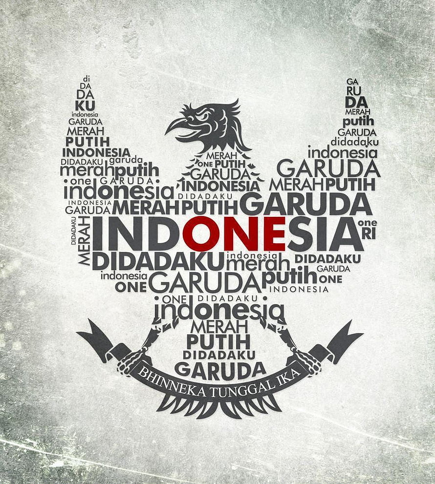Indonesia Garuda National Emblem Typography Art With Bhinneka Tunggal Ika Motto HD phone wallpaper
