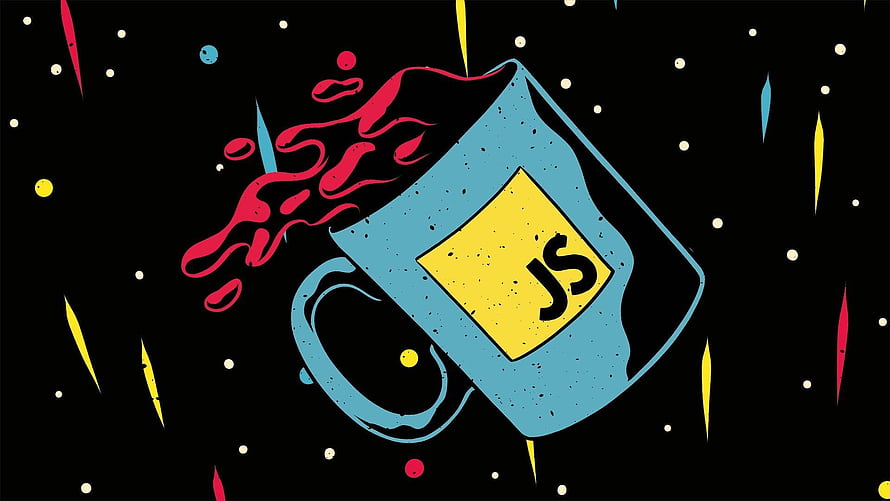 JavaScript Logo Spilling From Blue Mug Illustration HD wallpaper