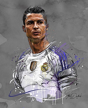 Cristiano Ronaldo Real Madrid Digital Portrait Artwork HD phone wallpaper