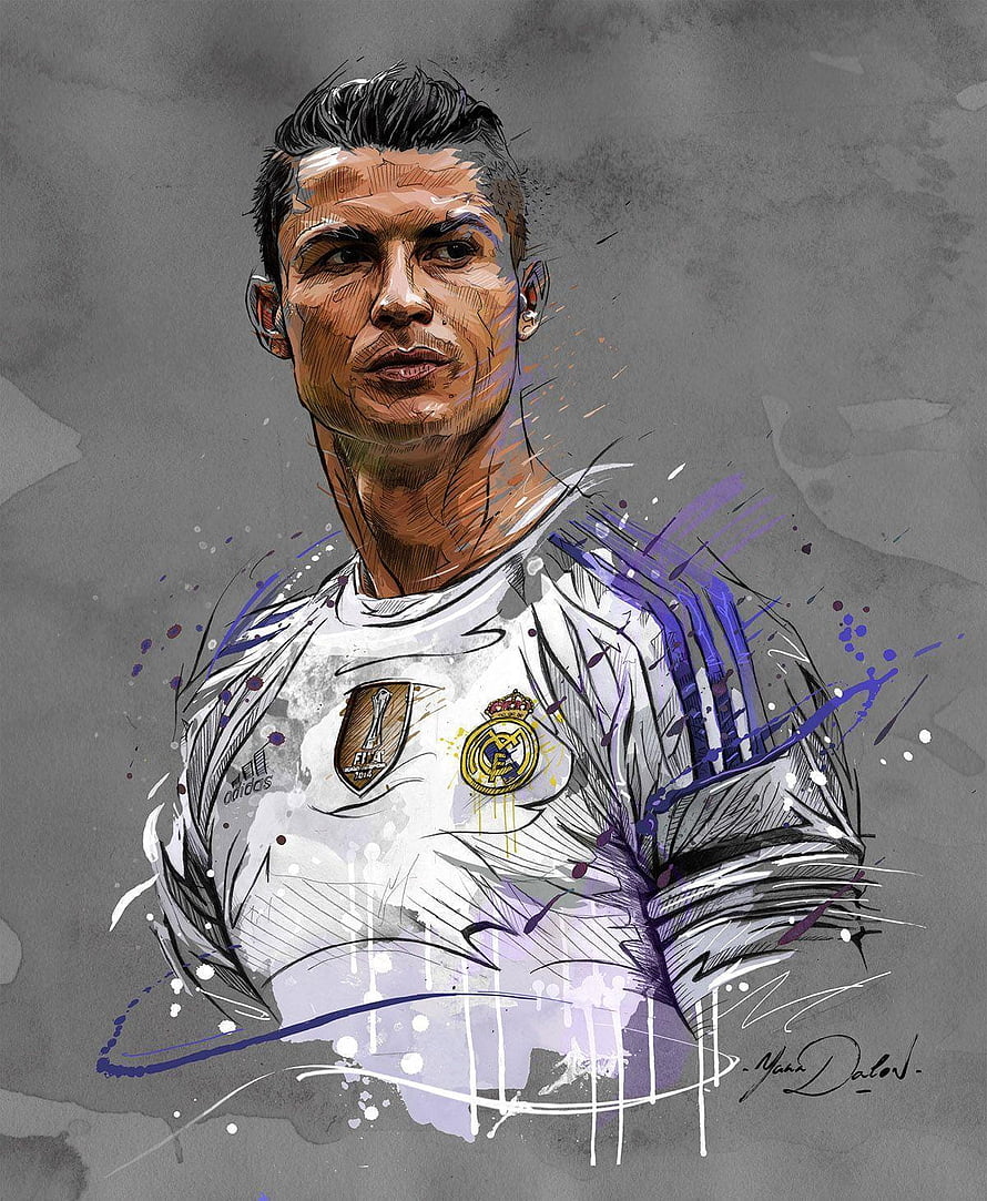 Cristiano Ronaldo Real Madrid Digital Portrait Artwork HD phone wallpaper