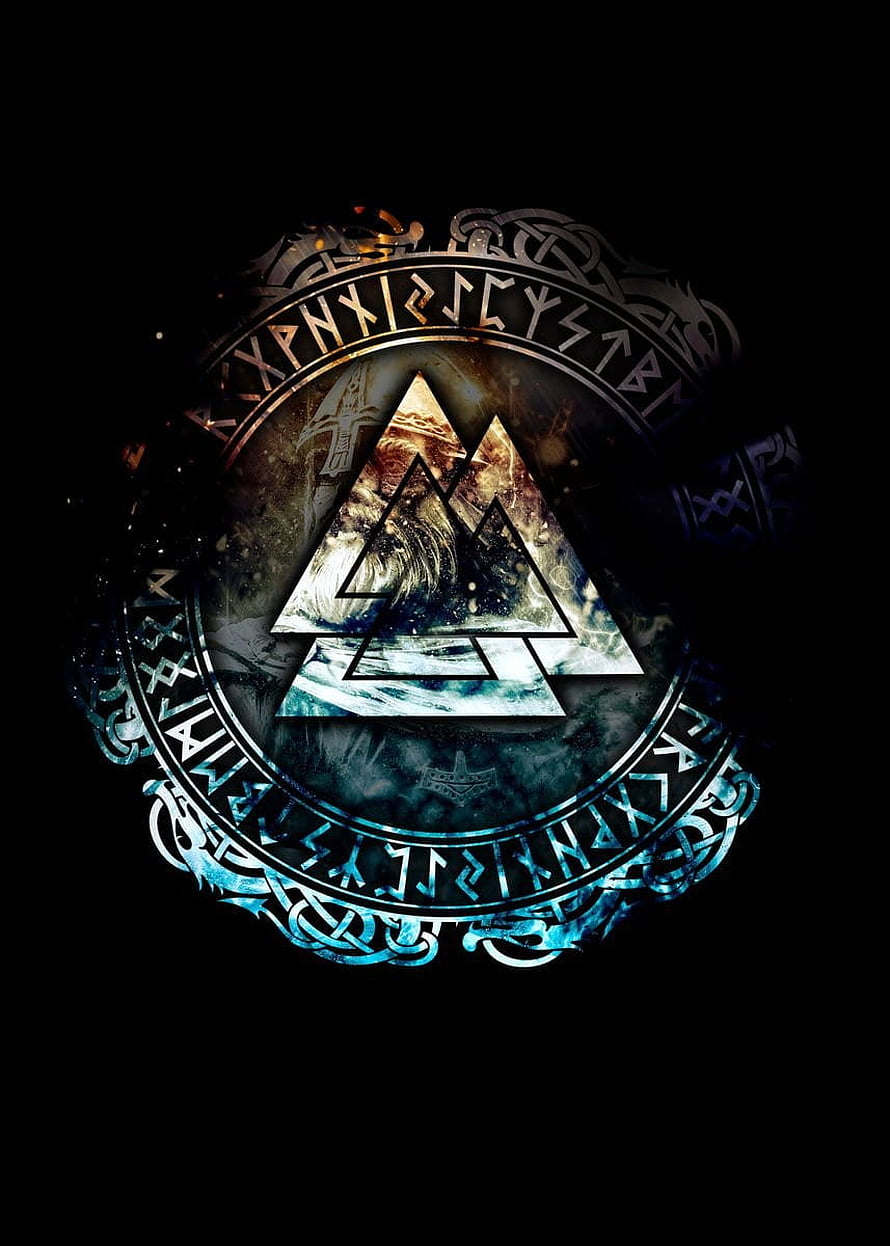 Viking Valknut Rune Circle Symbol With Norse Mythology Design HD phone wallpaper