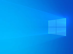 Windows 10 Default Blue Abstract Wallpaper with Glowing Window Logo HD wallpaper