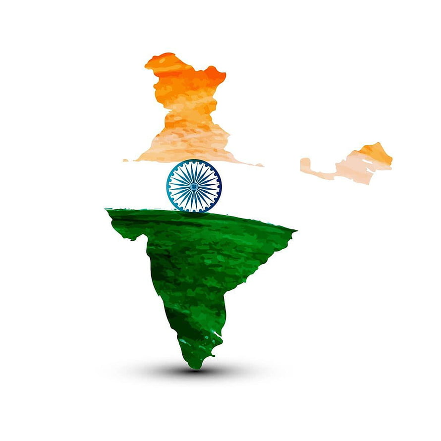 Watercolor Map of India with National Flag Colors and Ashoka Chakra HD phone wallpaper