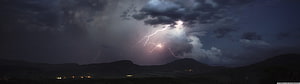 Dramatic Night Lightning Storm Over Dark Mountain Silhouettes HD wallpaper