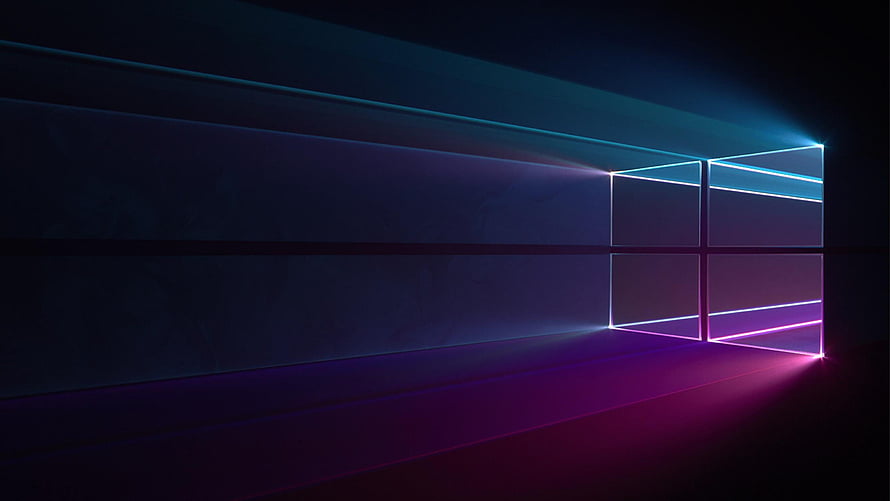 Windows 10 Hero Abstract Neon Geometric Dark Background HD wallpaper