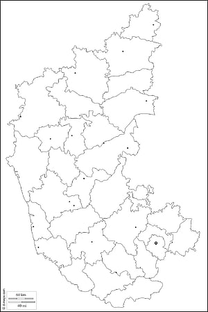 Karnataka India Districts Outline Map with Major Cities Marked HD phone wallpaper