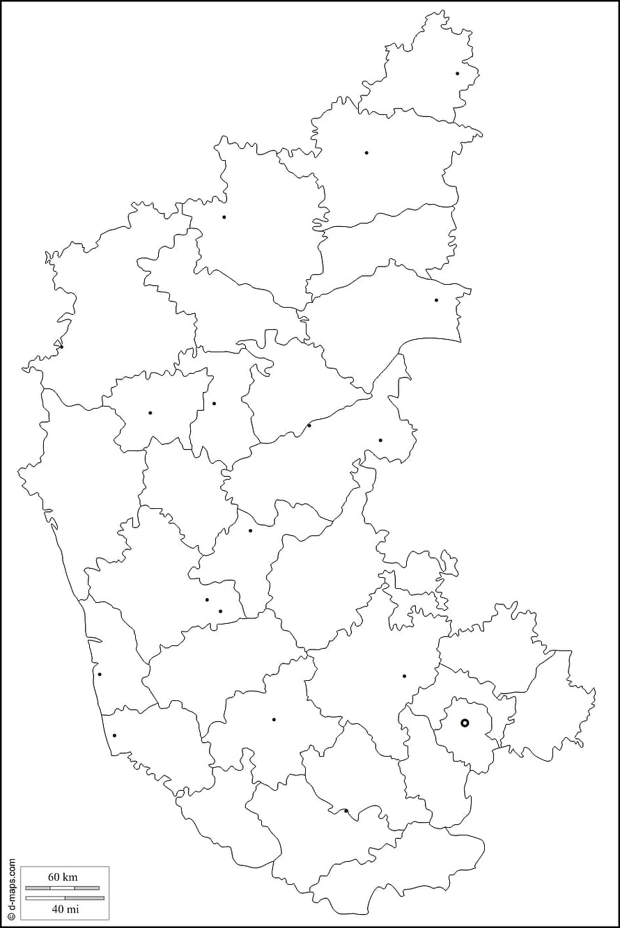 Karnataka India Districts Outline Map with Major Cities Marked HD phone wallpaper