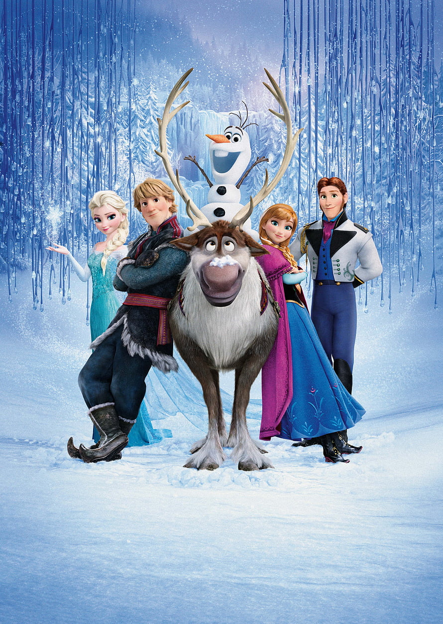 Frozen Movie Cast Group Portrait with Elsa Anna Kristoff Sven Olaf and Hans in Winter Wonderland HD phone wallpaper