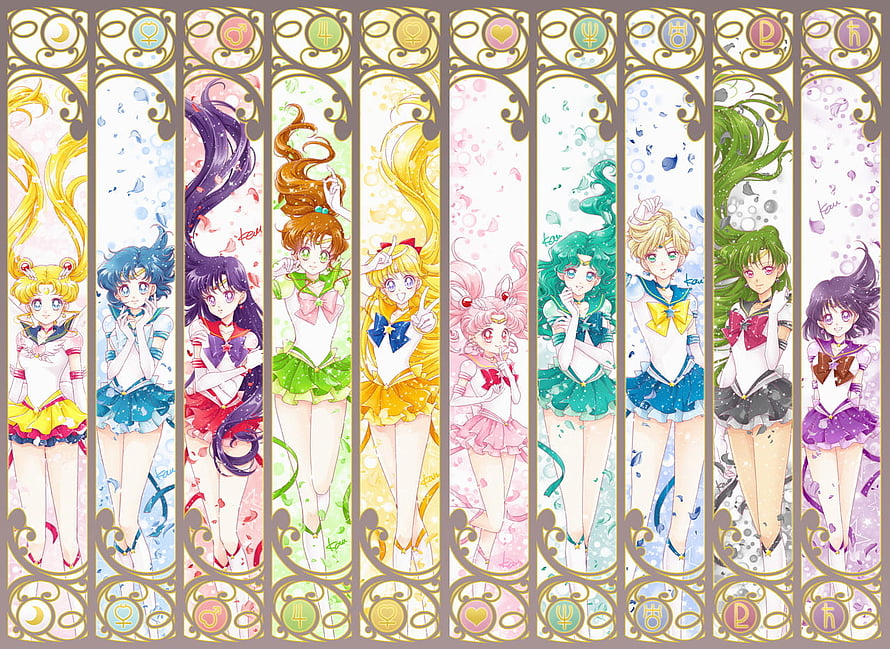 Sailor Moon and Sailor Stars Team Watercolor Character Lineup HD wallpaper