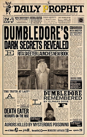 Daily Prophet Newspaper Front Page Featuring Albus Dumbledore and Harry Potter Wizarding World HD phone wallpaper
