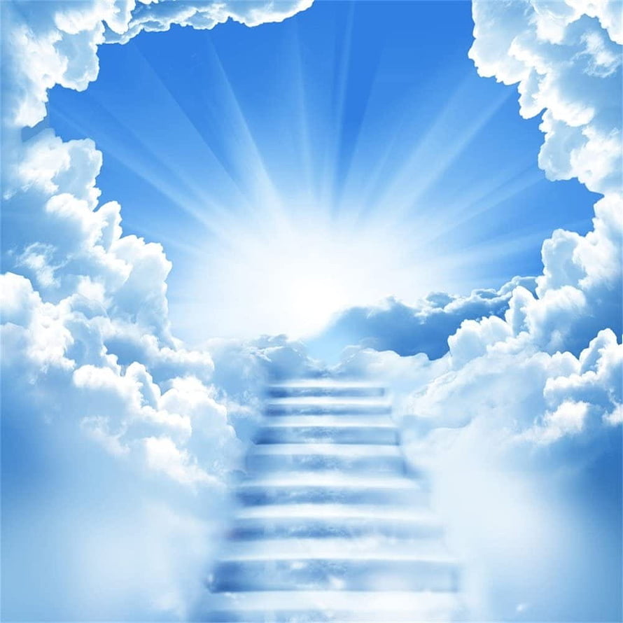 Stairway to Heaven Clouds with Divine Light Rays and Blue Sky Background HD phone wallpaper