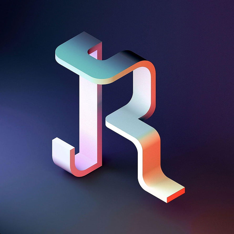 Iridescent 3D Letter R with Gradient Metallic Finish on Dark Background HD phone wallpaper