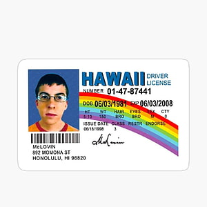 McLovin Driver License Card from Superbad Movie with Rainbow Design HD phone wallpaper