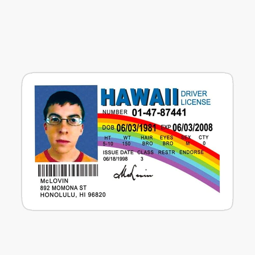 McLovin Driver License Card from Superbad Movie with Rainbow Design HD phone wallpaper
