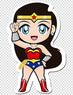 Cute Chibi Wonder Woman Cartoon Character in Classic Red and Blue Costume, Wonder Woman Drawing Cartoon, #wonder woman drawing HD phone wallpaper