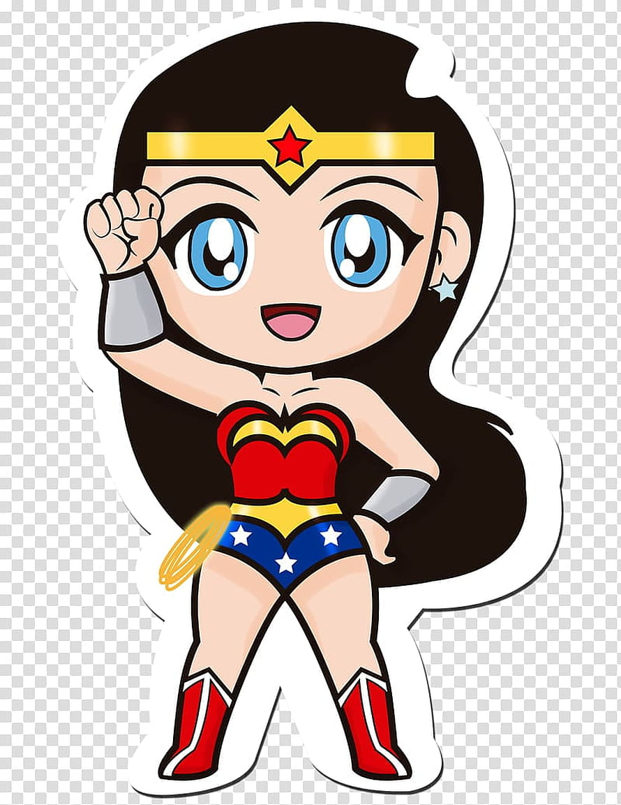 Cute Chibi Wonder Woman Cartoon Character in Classic Red and Blue Costume, Wonder Woman Drawing Cartoon, #wonder woman drawing HD phone wallpaper