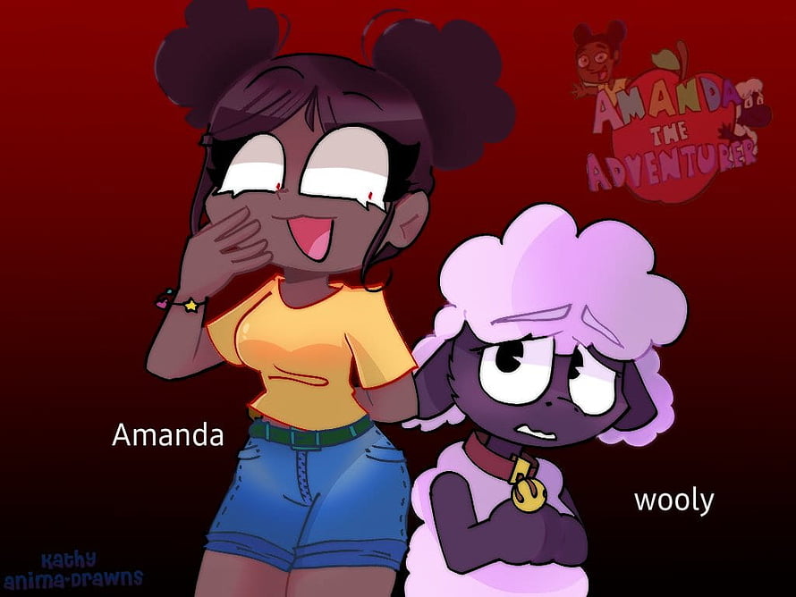 Amanda the Adventurer and Wooly Cartoon Characters on Red Background HD wallpaper
