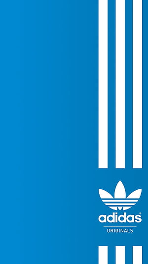 Adidas Originals Blue Minimalist Wallpaper With White Three Stripes And Trefoil Logo HD phone wallpaper