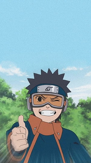 Uchiha Itachi Winking and Giving a Thumbs Up in Anime Style HD phone wallpaper
