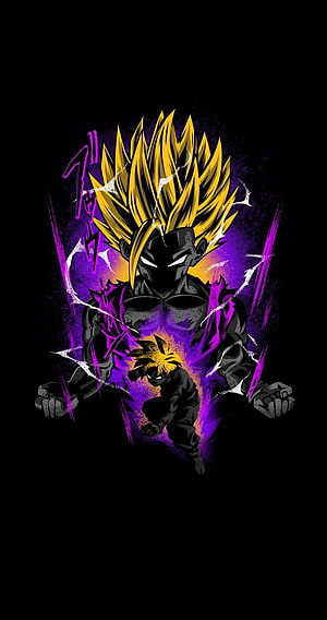 Super Saiyan Goku Black Anime Character Artwork with Purple Aura and Dark Silhouette HD phone wallpaper
