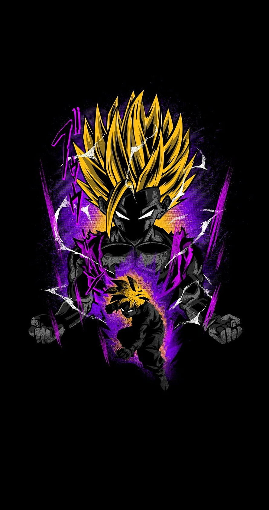 Super Saiyan Goku Black Anime Character Artwork with Purple Aura and Dark Silhouette HD phone wallpaper