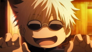 Gojo Satoru Anime Character Wearing Round Sunglasses With Wide Smile HD wallpaper
