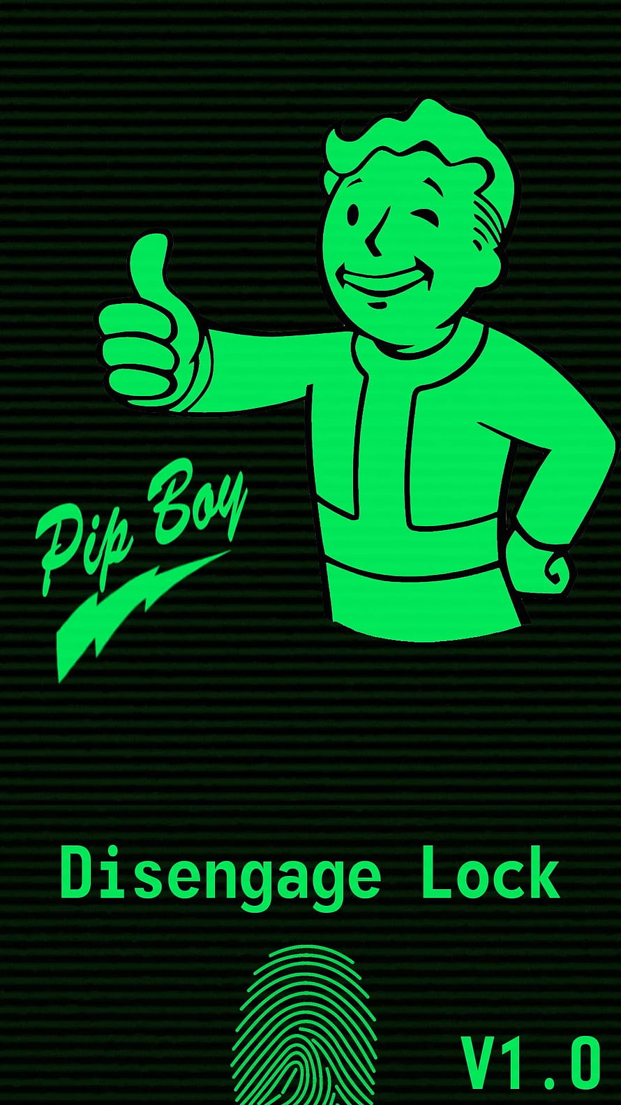 Fallout 4 Pip-Boy Interface with Vault Boy and Disengage Lock Prompt HD phone wallpaper