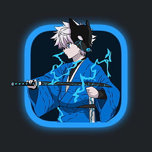 Sanemi Shinazugawa from Demon Slayer Holding Nichirin Sword with Blue Lightning Aura HD phone wallpaper