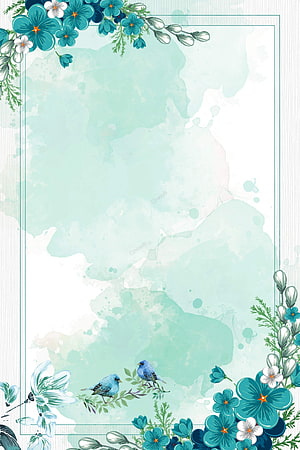 Elegant Blue Floral Watercolor Background with Birds HD phone wallpaper