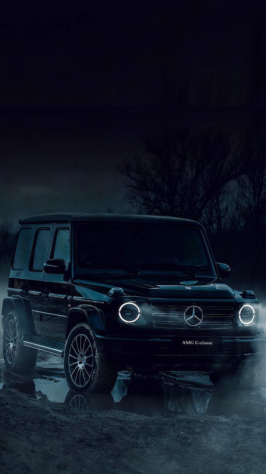 Black Mercedes-Benz G-Class AMG SUV in Moody Night Setting HD phone wallpaper