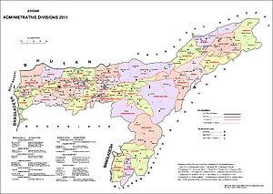 Assam Administrative Divisions Map 2011 with District Boundaries and Revenue Circles HD wallpaper