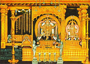 Chidambaram Nataraja Temple Golden Shrine with Ornate Deities and Silver Statues HD wallpaper
