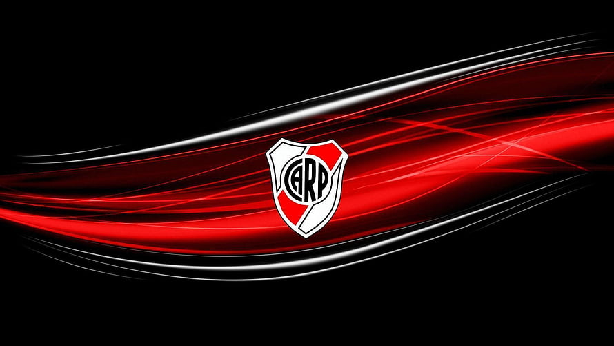 River Plate Club Crest on Black Background with Red Light Streaks HD wallpaper