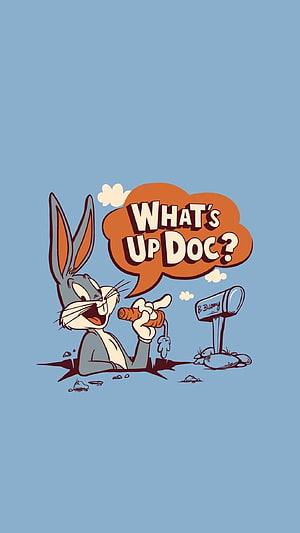 Bugs Bunny Vintage Cartoon Illustration With What's Up Doc Speech Bubble HD phone wallpaper