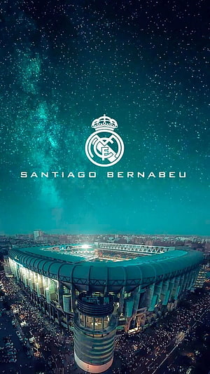 Real Madrid Santiago Bernabeu Stadium Under a Starry Night Sky HD phone wallpaper
