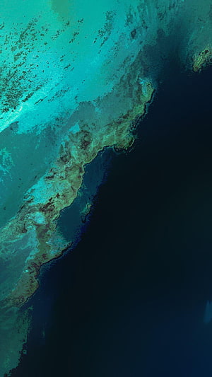 Aerial View of Turquoise Coral Reef Meeting Deep Blue Ocean Waters HD phone wallpaper