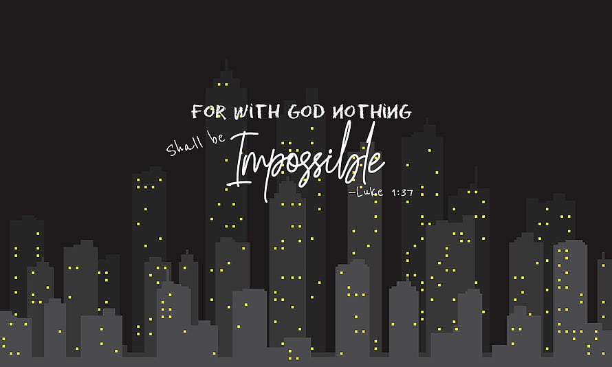 Inspirational Bible Verse Over Minimalist Night City Skyline HD wallpaper