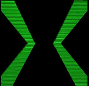 Green X Symbol On Black Background With Horizontal Scan Lines HD wallpaper