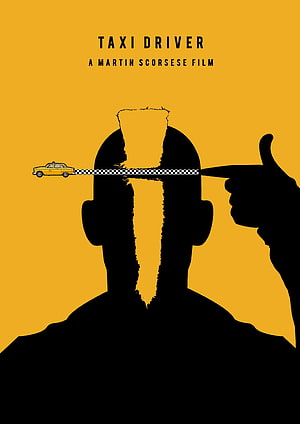 Taxi Driver Minimalist Movie Poster with Yellow Cab and Silhouette HD phone wallpaper