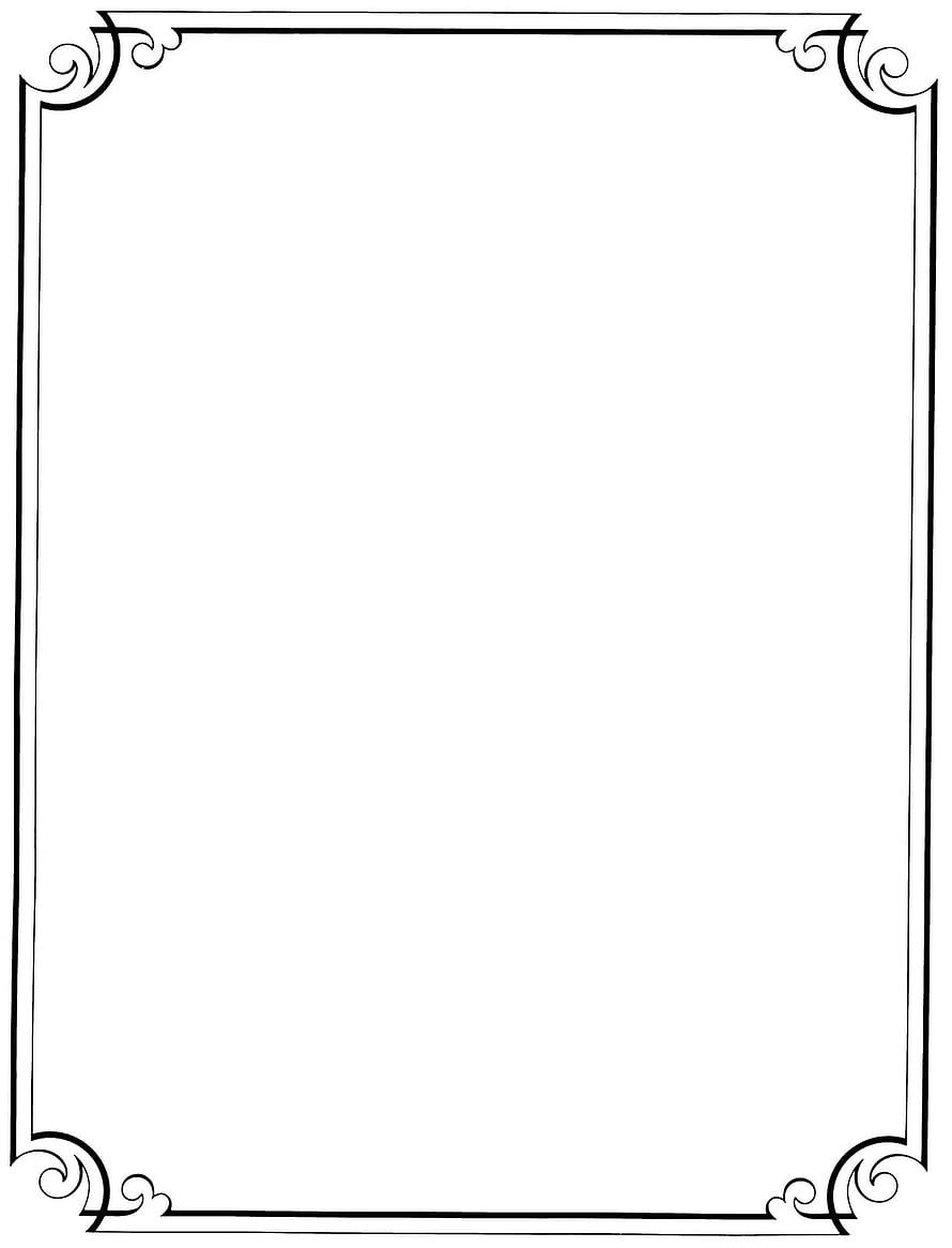 Elegant Black and White Ornamental Page Border with Decorative Corner Flourishes HD phone wallpaper