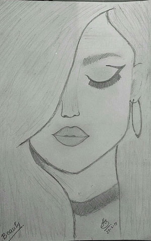 Pencil Sketch of a Woman with Closed Eyes and Hoop Earrings, Easy Drawing, Pencil, Sketch, Colorful, Realistic Art HD phone wallpaper