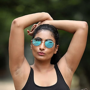 Woman in Black Tank Top and Sunglasses with Hands Behind Head, Indians girls desi hairy ARMPITS and Underarms, indian women armpit HD phone wallpaper