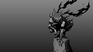 Garou from One Punch Man in a dynamic crouching pose with dark energy tendrils, My favorite Garou pose. Took me days to redraw it. First post here, garou one punch man HD wallpaper
